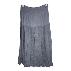 Vintage Wool Blend Gray Pleated Lagenlook Teacher Midi Skirt Size Small